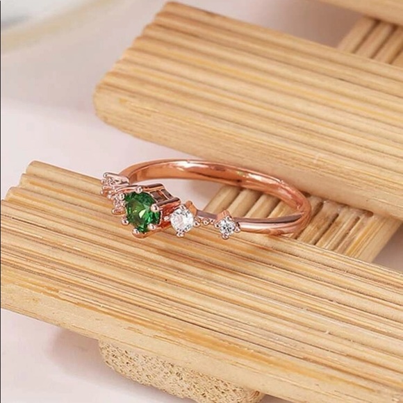 18K Rose Gold Dainty Gemstone Ring - Picture 2 of 3